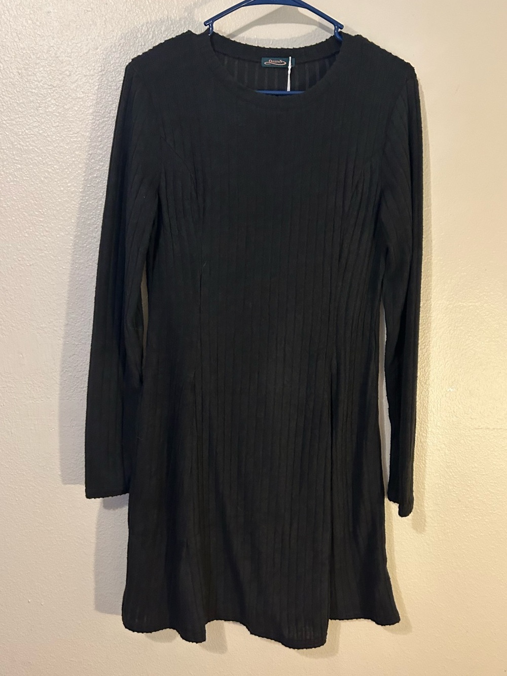 Ofeefan Womens Long Sleeve Ribbed Black Dress Size Large